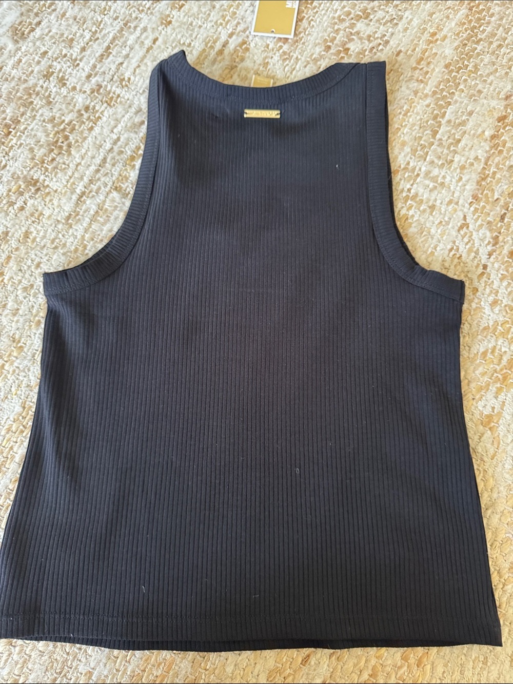 MICHAEL Michael Kors Black Ribbed Tank with Gold Studs - Picture 3 of 5